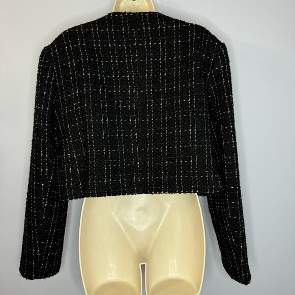 ASTR The Label Covina Tweed Cropped Jacket Black Gold Button XL - Picture 9 of 13